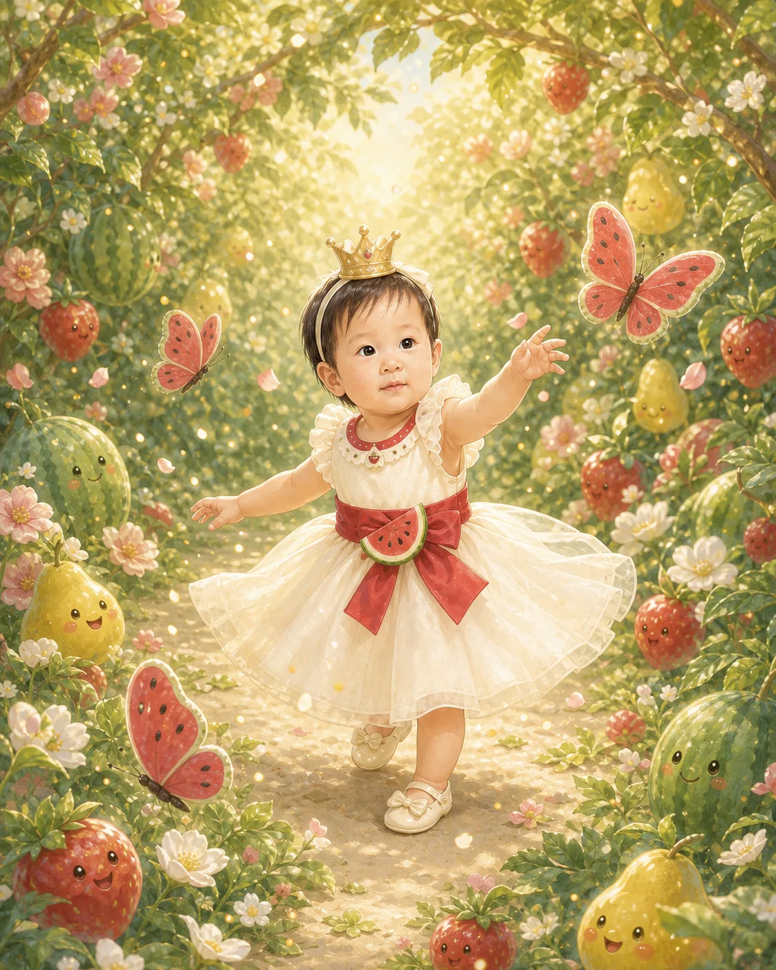 Minh họa Công chúa Dưa Hấu múa cùng những chú bướm dâu